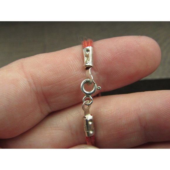 7" Sterling Silver & Cord Simple Shape Bracelet Vintage Elegant Beautiful - Picture 4 of 7